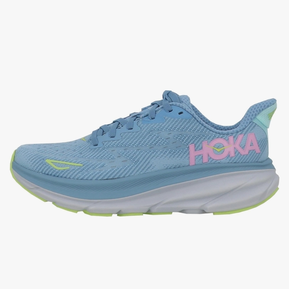 Hoka Blue Running Shoes with Pink Logo Womens CLIFTON 9 SZ 10